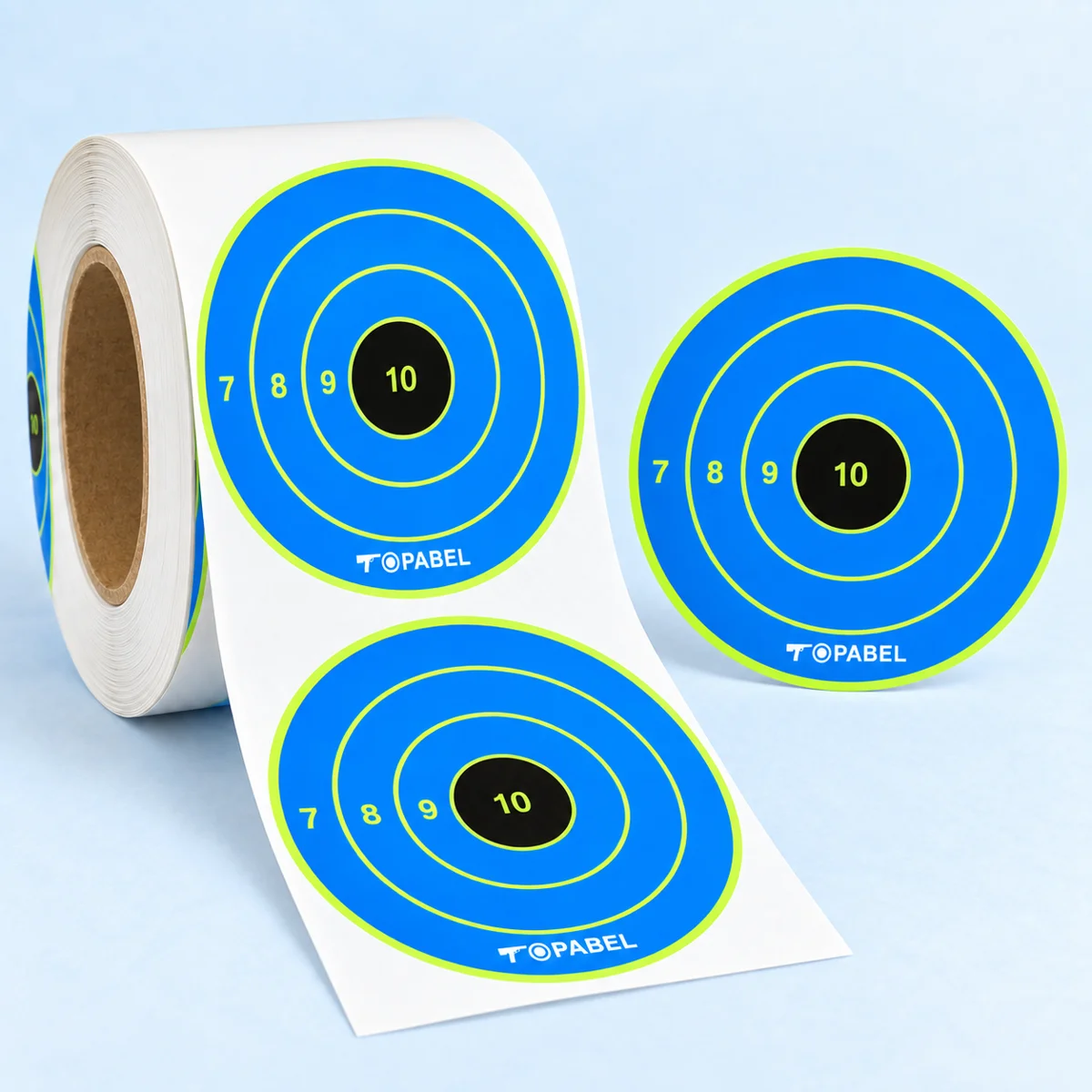 Topabel 4 in Blue Bullseye Target Stickers, 100 Targets per Roll