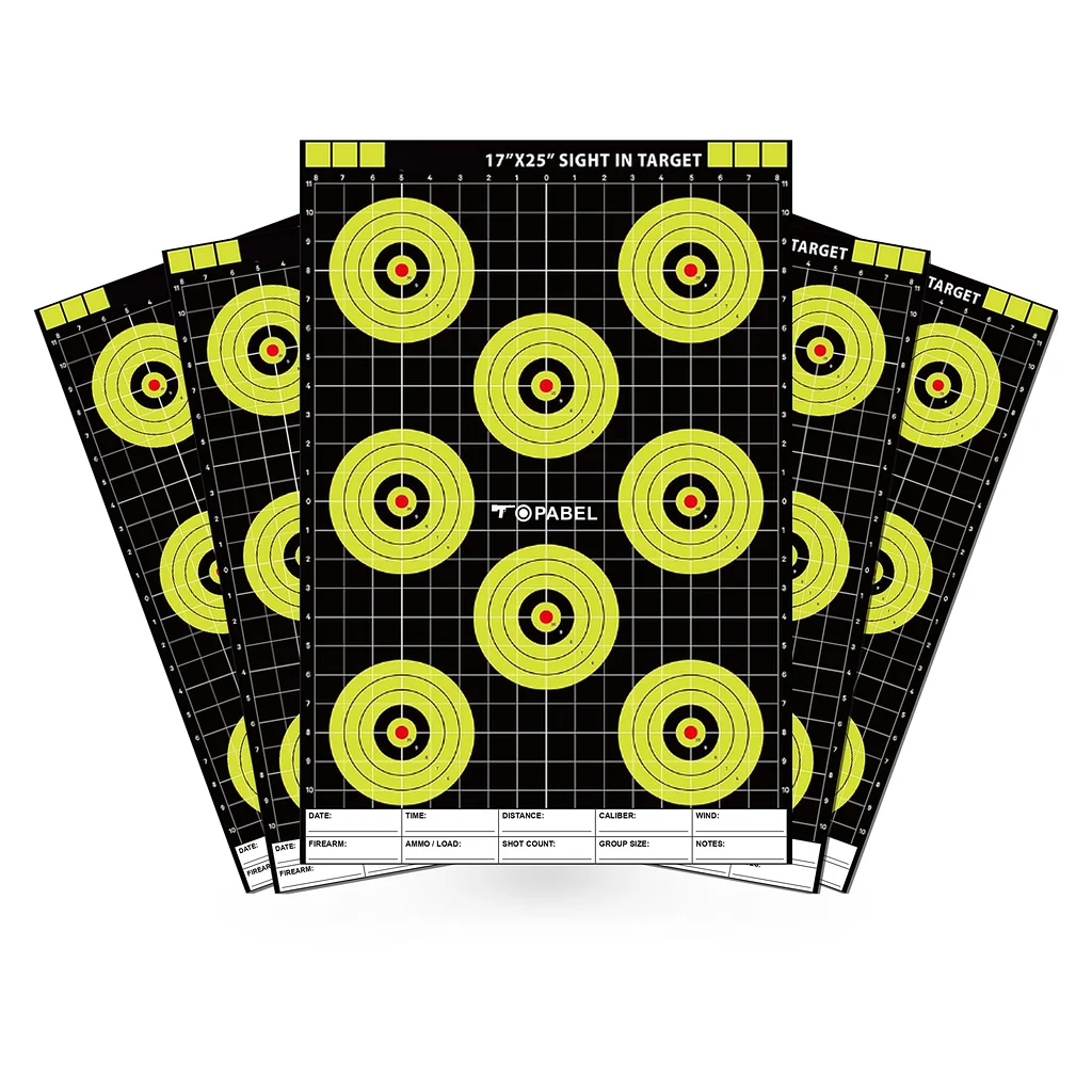 Topabel 17 × 25 Inch Eight-Bullseye Reactive Splatter Paper Targets, 50-Pack
