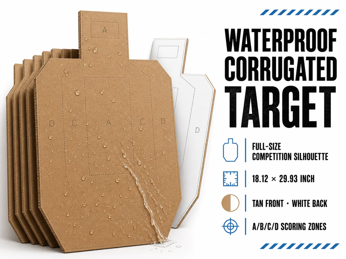 Waterproof USPSA/IPSC/IDPA Cardboard Shooting Targets for Competition, Tactical Silhouette Targets for Range Practice & Training