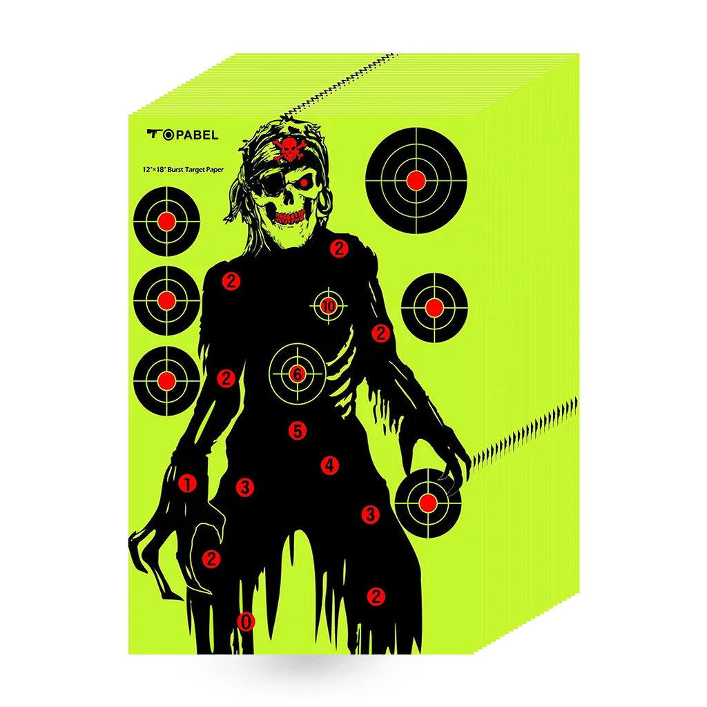 Fun Large 12 x 18 Inch Fluorescent Reactive Skeleton Zombie Shooting Target