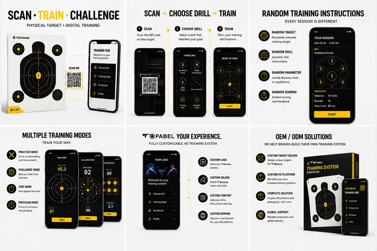 Topabel Interactive QR-Enabled Shooting Training Target with Digital Drills