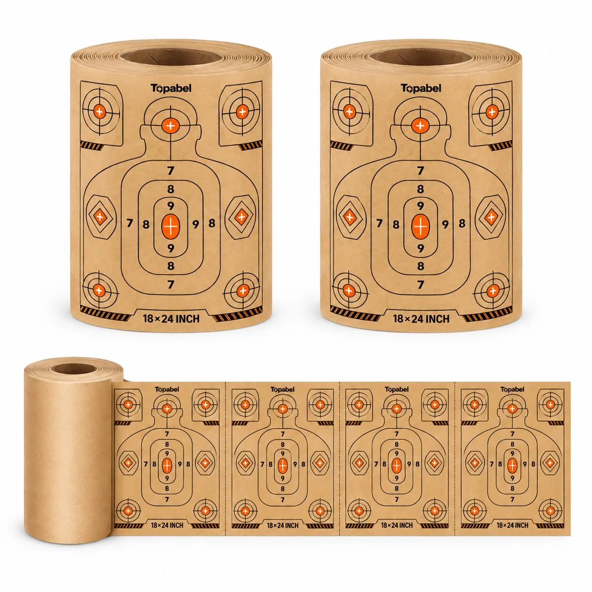 Water-Resistant Kraft Paper Target Roll, Multi-Zone Customizable Shooting Targets for Outdoor Training with Fewer Target Changes