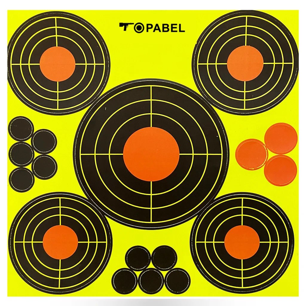 Eco-Friendly 8 x 8 Inch Self-Adhesive Reactive Splatter Bullseye Targets with Repair Patches