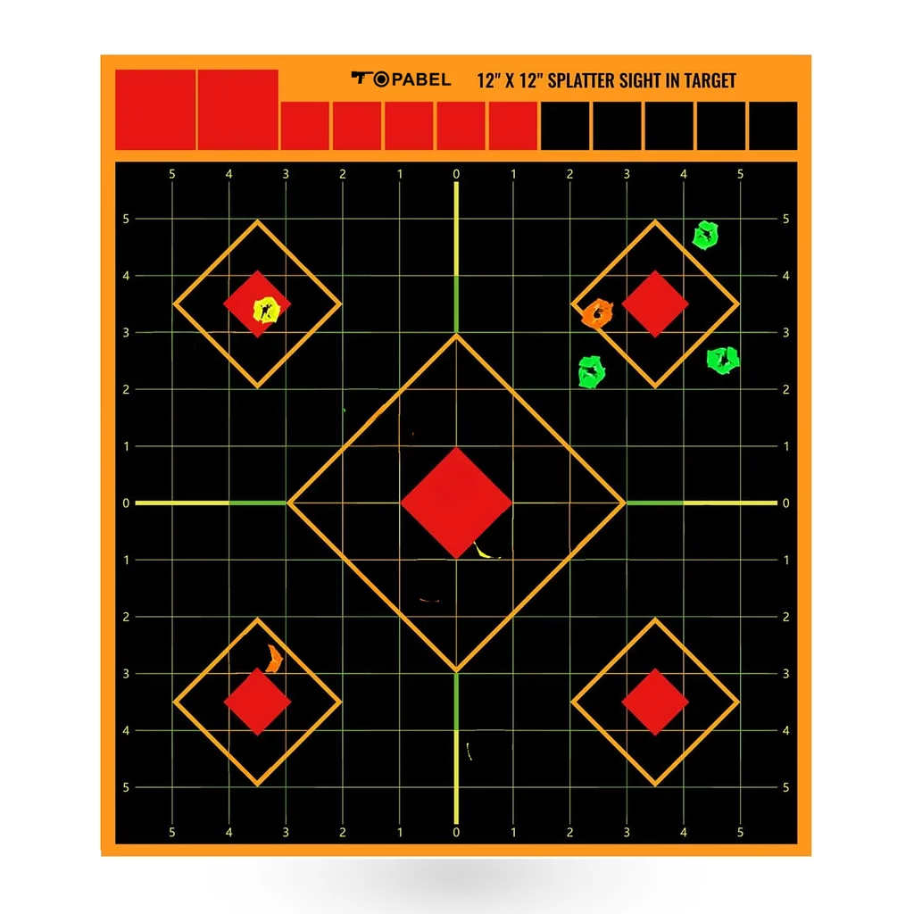 Topabel 12 x 12 Inch Multicolor Reactive Adhesive Sight-In Targets