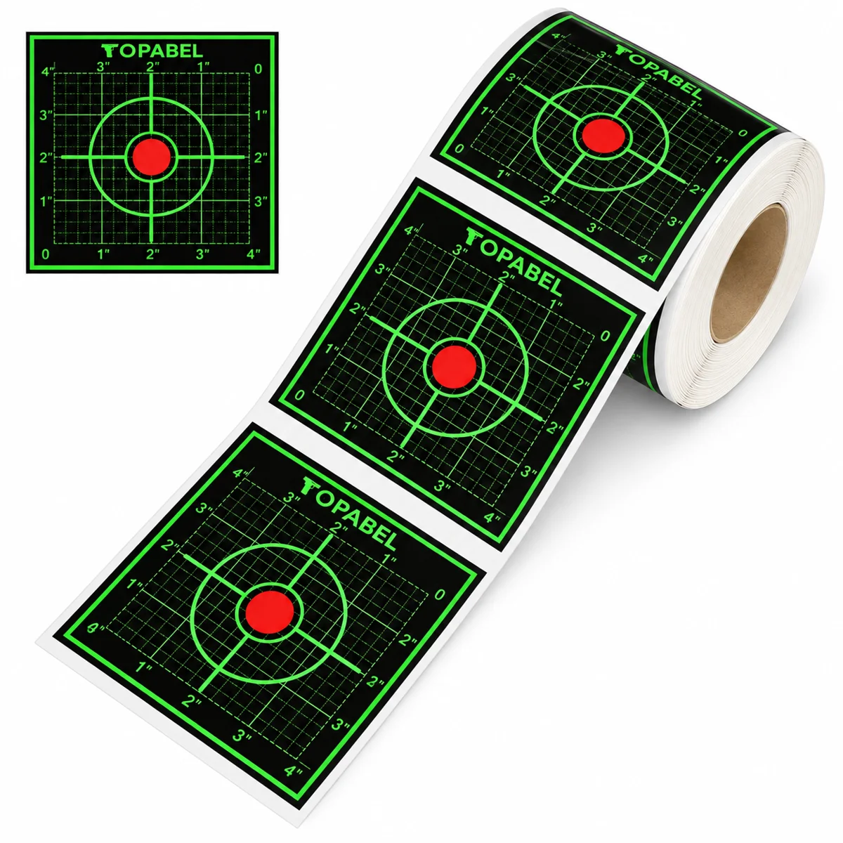 Topabel 4 x 4 Inch Green Reactive Grid Sight-In Target Sticker Roll