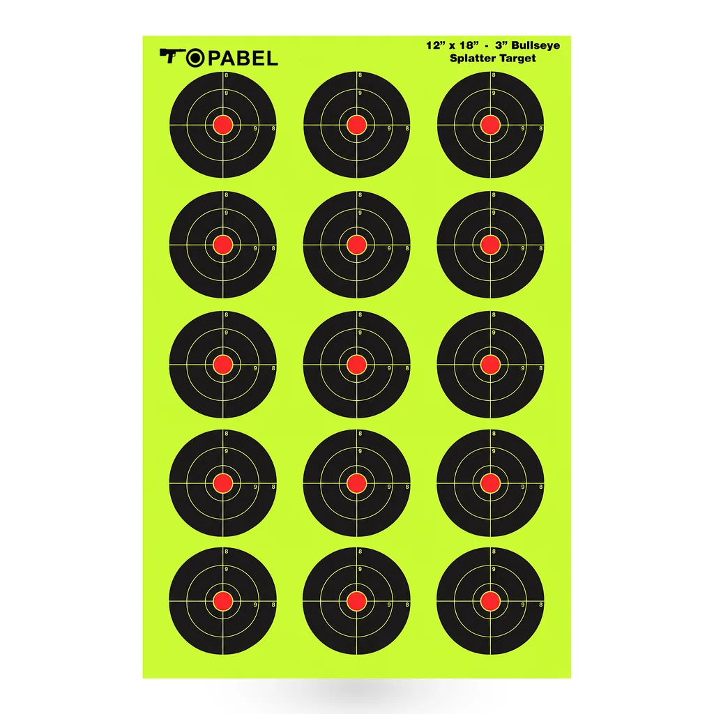 Topabel 12 x 18 Inch Reactive 3-Inch Bullseye Targets