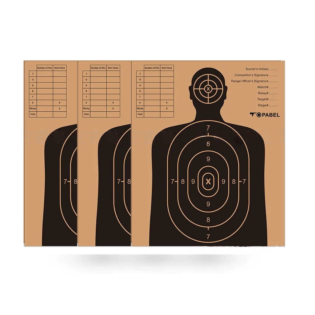 Topabel 3-Layer E-Flute Corrugated Silhouette Targets, 3 Sizes, 50-Count