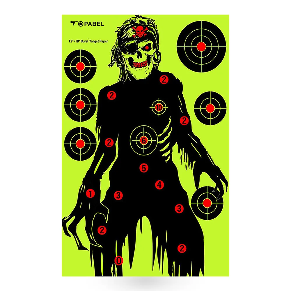 Topabel Reactive Splatter Zombie Shooting Targets, 12 × 18 Inch, 50 Sheets