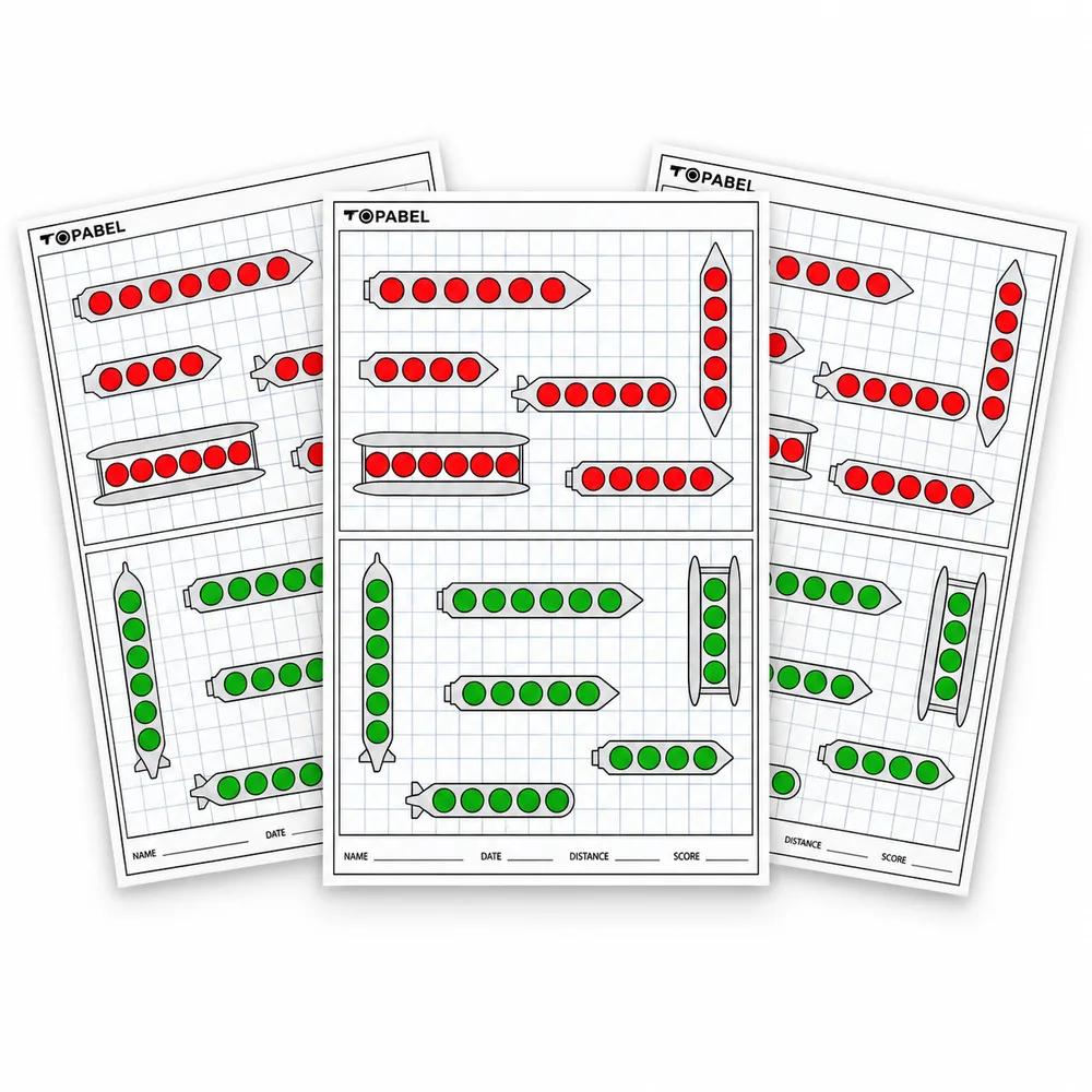 Topabel Battleship Grid Paper Targets, 17 × 25 Inch, 25 Sheets