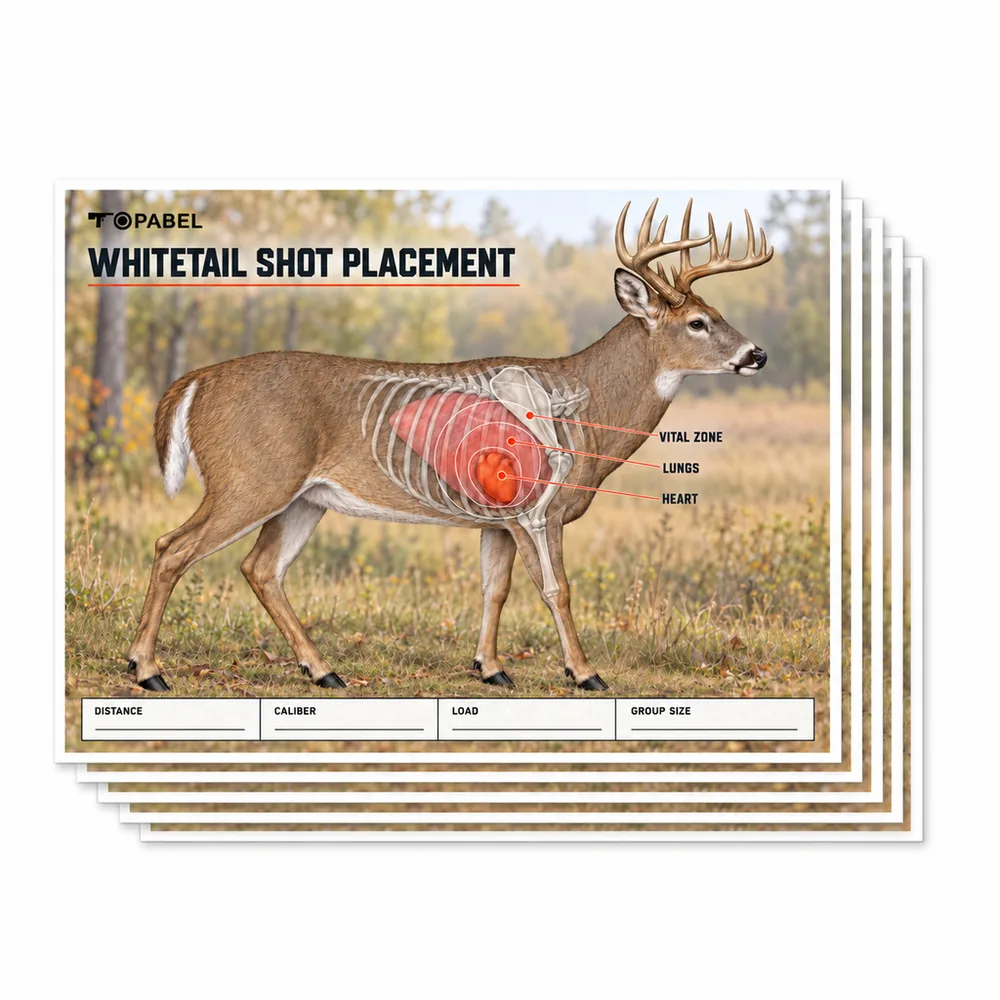 Full-Color Whitetail Deer Hunting Practice Target with Highlighted Vital Zones