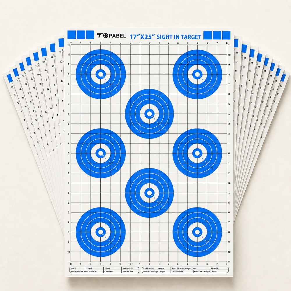 Topabel 17 × 25 Inch Eight-Zone Bullseye Standard Paper Sight-In Target