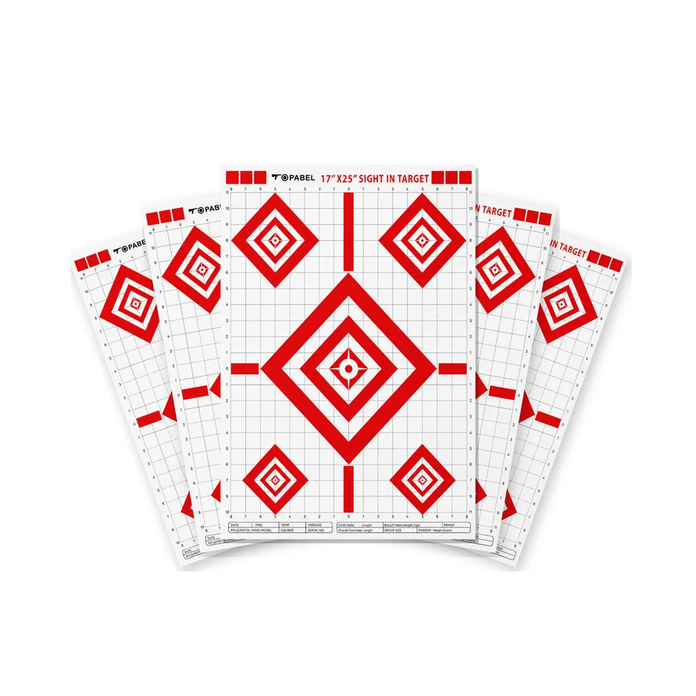 Topabel 17 × 25 Inch Five-Zone Sight-In Paper Target, 25 Sheets