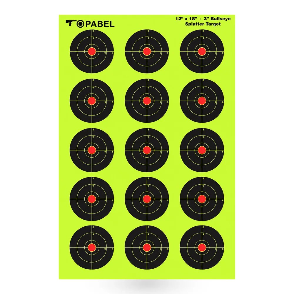 Topabel 12 × 18 Inch Reactive Splatter Fifteen independent 3-inch bullseyes Shooting Target